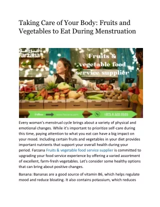 Taking Care of Your Body: Fruits and Vegetables to Eat During Menstruation