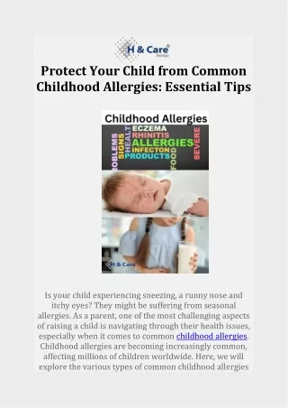 Protect Your Child from Common Childhood Allergies