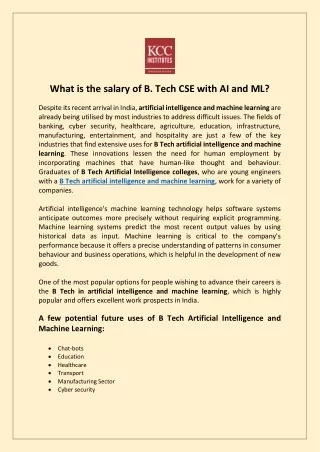 What is the salary of B Tech CSE with AI and ML?