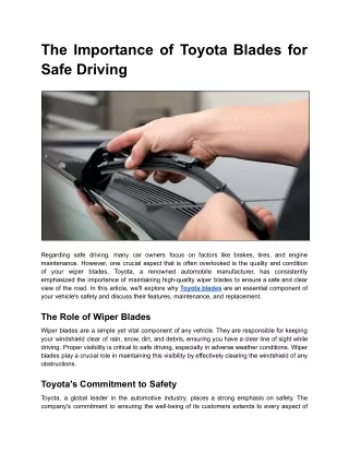 The Importance of Toyota Blades for Safe Driving