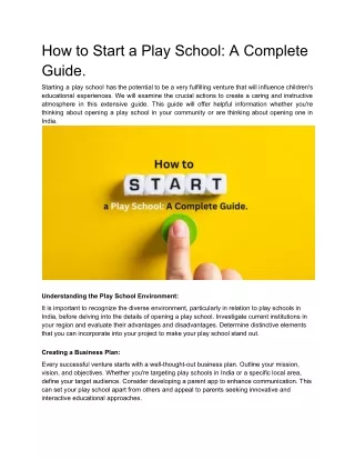 How to Start a Play School_ A Complete Guide