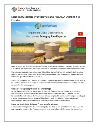 2-Expanding Global Opportunities Vietnam's Rise As An Emerging Rice Exporter