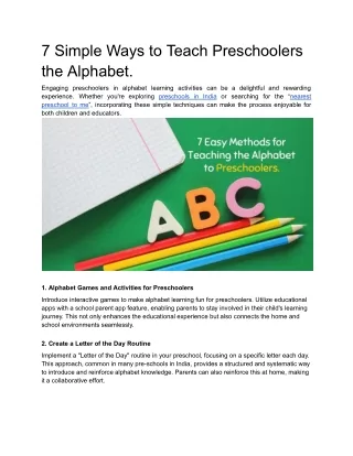 7 Simple Ways to Teach Preschoolers the Alphabet