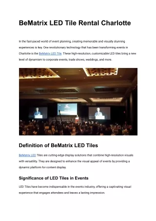 BeMatrix LED Tile Rental Charlotte