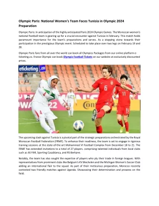 Olympic Paris National Women's Team Faces Tunisia in Olympic 2024 Preparation