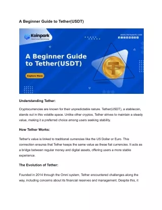 A Beginner Guide to Tether(USDT)