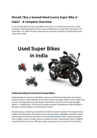 Should I Buy a Second-Hand Luxury Super Bike in India