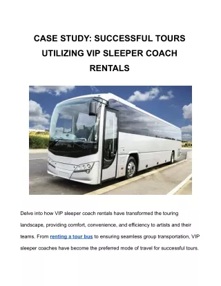 CASE STUDY_ SUCCESSFUL TOURS UTILIZING VIP SLEEPER COACH RENTALS
