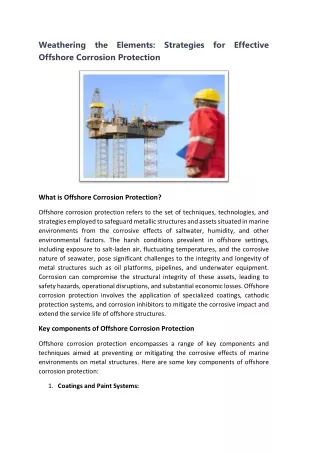 Offshore Corrosion Protection Market Size Worth USD 6.53 Billion 2032| A CAGR of