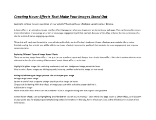 Creating Hover Effects That Make Your Images Stand Out