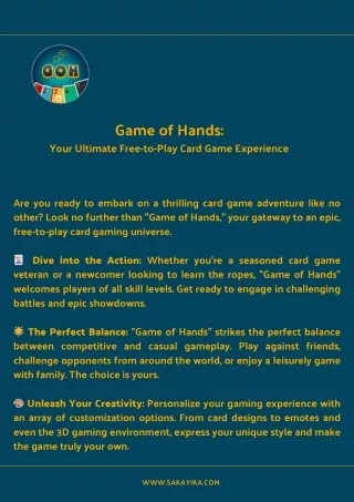 Game of Hands  Your Ultimate Free-to-Play Card Game Experience