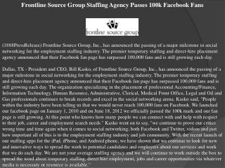 frontline source group staffing agency passes 100k facebook