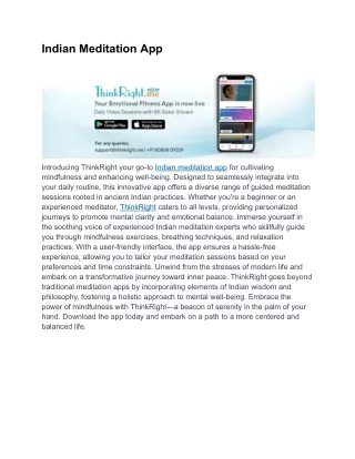 Indian Meditation App  | ThinkRight
