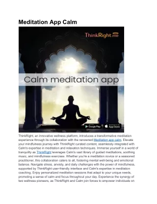 Meditation App Calm | ThinkRightme
