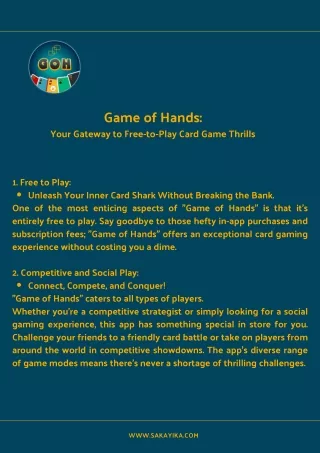 Game of Hands:  Your Gateway to Free-to-Play Card Game Thrills