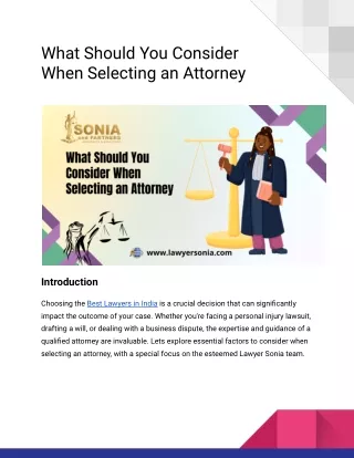 What Should You Consider When Selecting an Attorney