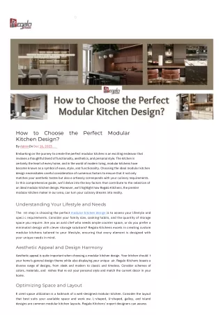 How To Choose The Perfect Modular Kitchen Design?