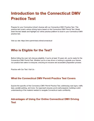 _Connecticut DMV  Practice Test