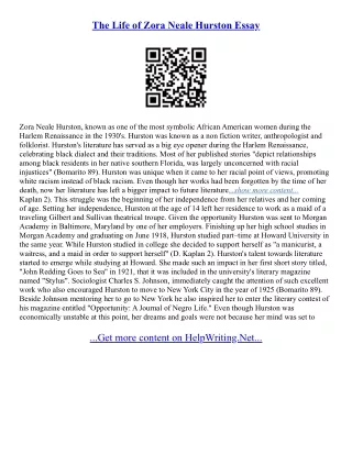 Zora Neale Hurston Essays