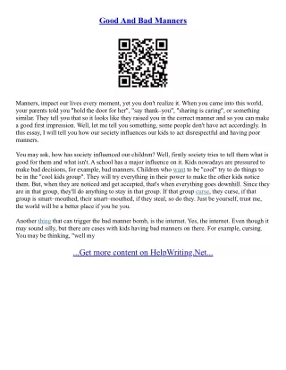 Good Manner Essay