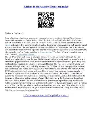 Essay On Racism