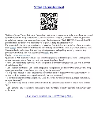 Persuasive Essay Thesis Statement