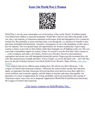 Essay On World War 2