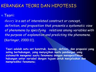 KERANGKA TEORI DAN HIPOTESIS