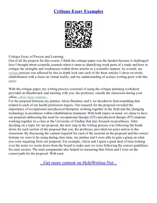 How To Write Critique Essay