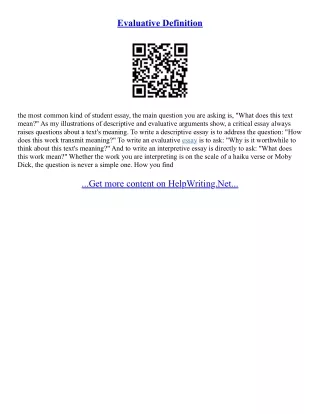 Examples Of Evaluative Essays