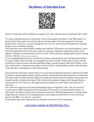 Essay For Television