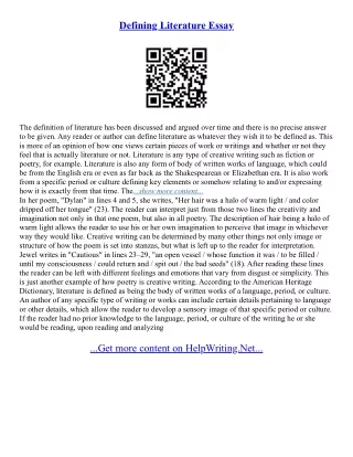 Literature Essay
