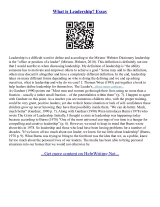What Is A Good Leader Essay