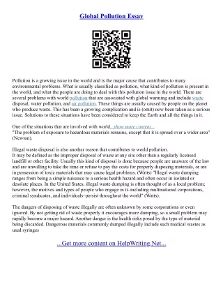 Essays On Pollution