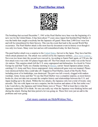 Pearl Harbor Attack Essay
