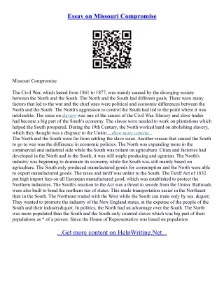 Missouri Compromise Essay