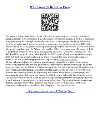 Sample National Junior Honor Society Essay