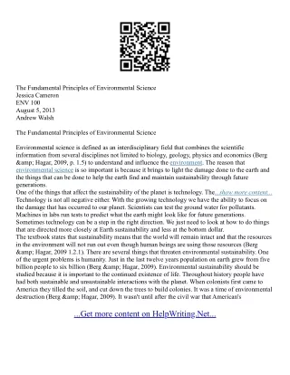 Environmental Science Essays