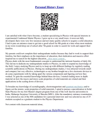 Personal Introduction Essay