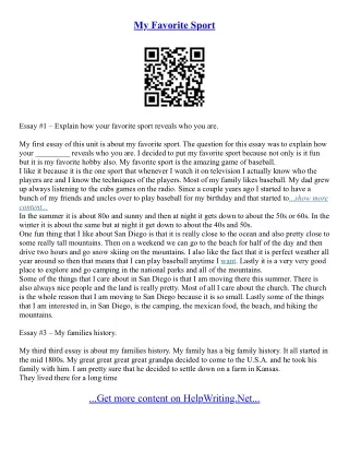 My Favorite Sports Essay