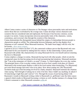The Stranger Essay