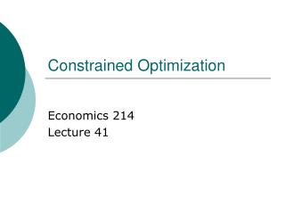 Constrained Optimization