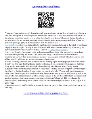 Anorexia Essays