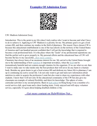 Example Of Admission Essay