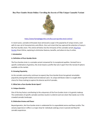 Buy Pure Gumbo Strain Online