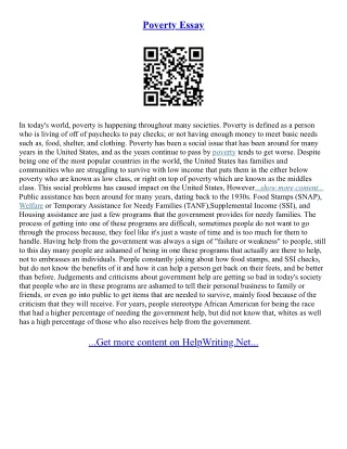 Essay Poverty