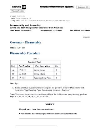 Caterpillar Cat 350 Excavator (Prefix 3ML) Service Repair Manual (3ML00001 and up)