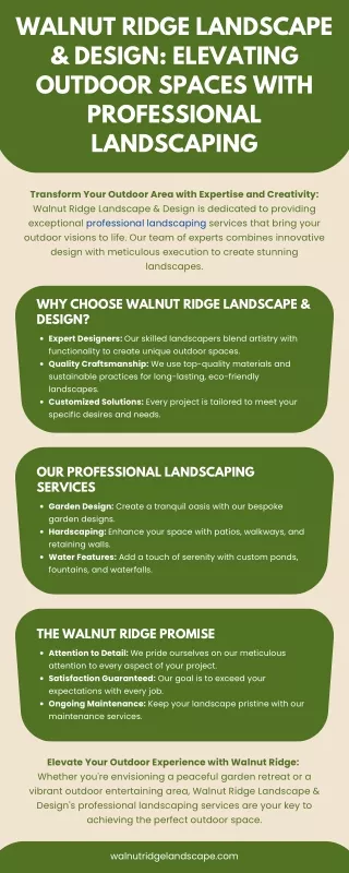 WALNUT RIDGE LANDSCAPE  & DESIGN: ELEVATING OUTDOOR SPACES WITH  PROFESSIONAL LA