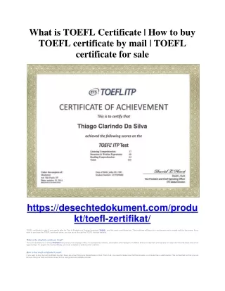 TOEFL certificate for sale