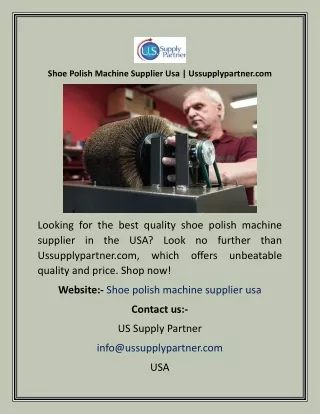 Shoe Polish Machine Supplier Usa Ussupplypartner